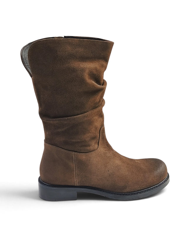 Stivaletto Donna con Tacco Basso in Camoscio Marrone Noce | Taj 1572 NOCE Taj 