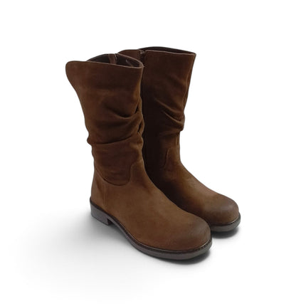Stivaletto Donna con Tacco Basso in Camoscio Marrone Noce | Taj 1572 NOCE Taj 