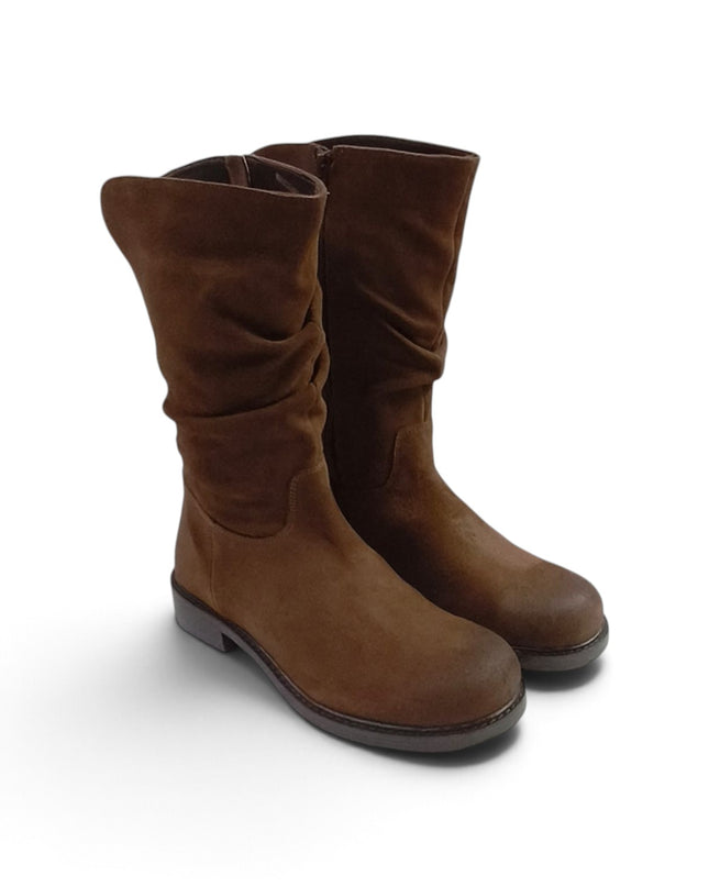 Stivaletto Donna con Tacco Basso in Camoscio Marrone Noce | Taj 1572 NOCE Taj 