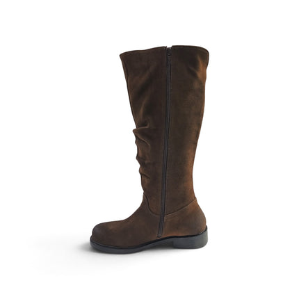 Stivaletto Donna con Tacco Basso in Camoscio Marrone Noce | Taj 1572 NOCE Taj 