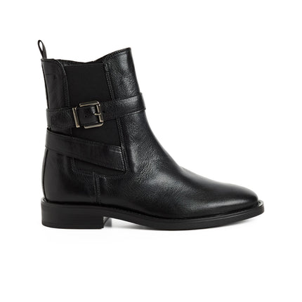Tamaris Stivaletti Tronchetti Donna con Tacco Basso in Pelle Nera 25011-47 BLACK 001 Tamaris 