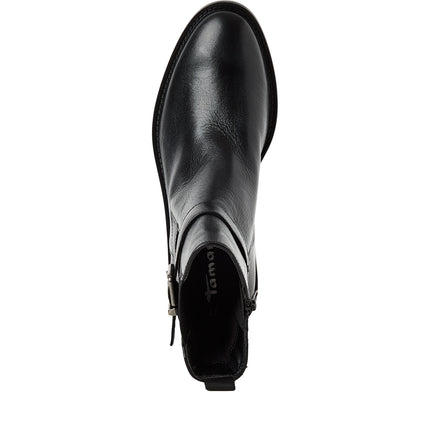 Tamaris Stivaletti Tronchetti Donna con Tacco Basso in Pelle Nera 25011-47 BLACK 001 Tamaris 