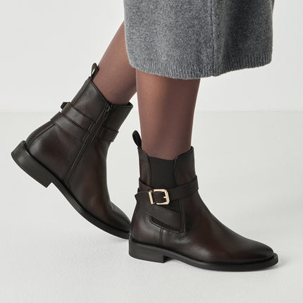 Tamaris Stivaletti Tronchetti Donna con Tacco Basso in Pelle Marrone 25011-47 MOCCA 304 Tamaris 