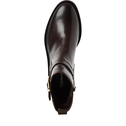 Tamaris Stivaletti Tronchetti Donna con Tacco Basso in Pelle Marrone 25011-47 MOCCA 304 Tamaris 