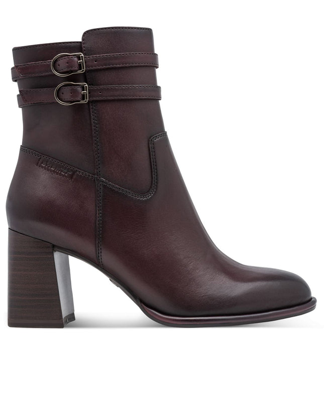 Stivaletti Tronchetti Donna con Tacco in Pelle Bordeaux | Tamaris 25390-47 MERLOT 537 Tamaris 