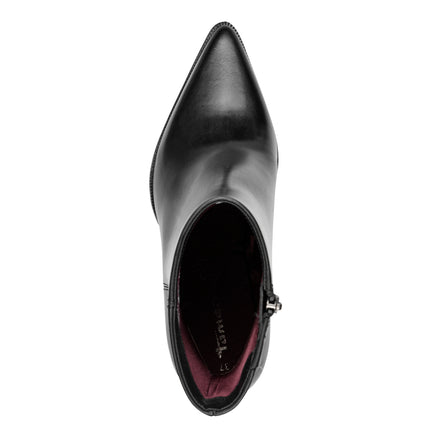 Stivaletti Tronchetti Donna a Punta con Tacco Alto in Pelle Nera | Tamaris 25394-47 BLACK 001 Tamaris 