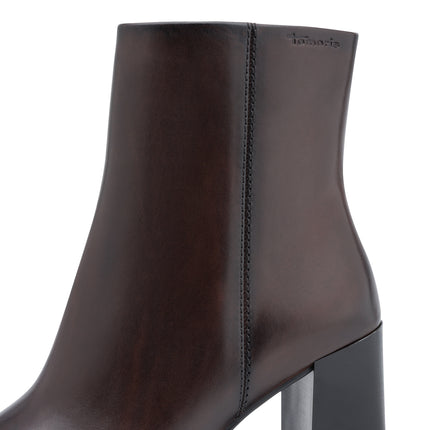 Stivaletti Tronchetti Donna a Punta con Tacco Alto in Pelle Mogano | Tamaris 25394-47 MAHOGANY Tamaris 