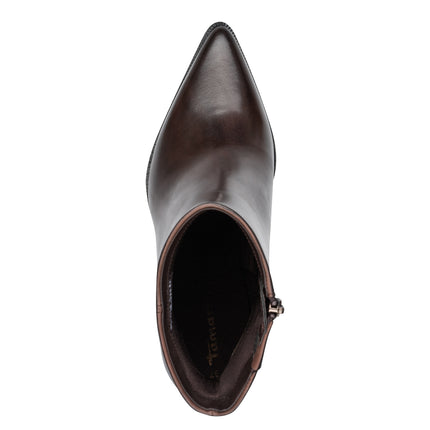Stivaletti Tronchetti Donna a Punta con Tacco Alto in Pelle Mogano | Tamaris 25394-47 MAHOGANY Tamaris 