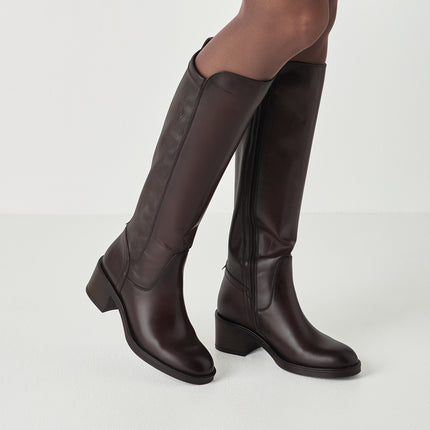 Stivali Donna con Gambale Elasticizzato in Pelle Moro | Tamaris 25508-47 MOCCA 304 Tamaris 