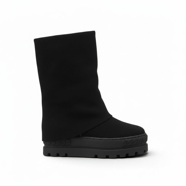 Tsakiris Mallas Stivali Donna Double Face con Risvolto e Zeppa in Camoscio Nero 622 NINA DOUBLE FACE SUEDE BLACK Tsakiris Mallas 
