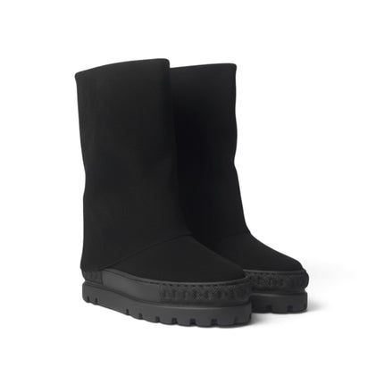 Tsakiris Mallas Stivali Donna Double Face con Risvolto e Zeppa in Camoscio Nero 622 NINA DOUBLE FACE SUEDE BLACK Tsakiris Mallas 