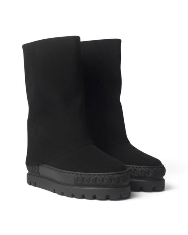 Tsakiris Mallas Stivali Donna Double Face con Risvolto e Zeppa in Camoscio Nero 622 NINA DOUBLE FACE SUEDE BLACK Tsakiris Mallas 