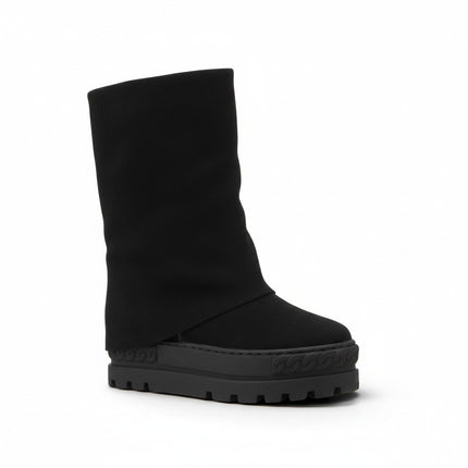 Tsakiris Mallas Stivali Donna Double Face con Risvolto e Zeppa in Camoscio Nero 622 NINA DOUBLE FACE SUEDE BLACK Tsakiris Mallas 