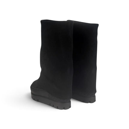 Tsakiris Mallas Stivali Donna Double Face con Risvolto e Zeppa in Camoscio Nero 622 NINA DOUBLE FACE SUEDE BLACK Tsakiris Mallas 