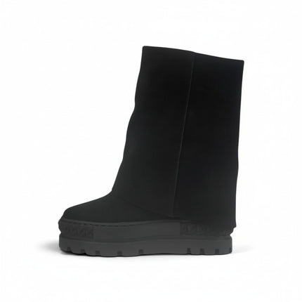 Tsakiris Mallas Stivali Donna Double Face con Risvolto e Zeppa in Camoscio Nero 622 NINA DOUBLE FACE SUEDE BLACK Tsakiris Mallas 