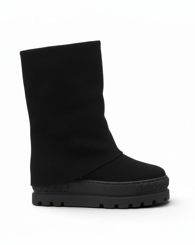 Tsakiris Mallas Stivali Donna Double Face con Risvolto e Zeppa in Camoscio Nero 622 NINA DOUBLE FACE SUEDE BLACK Tsakiris Mallas 
