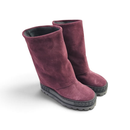 Stivali Donna Double Face con Risvolto e Zeppa in Camoscio Puprle Bordeaux | Tsakiris Mallas 622  NINA DOUBLE FACE PURPLE Tsakiris Mallas 
