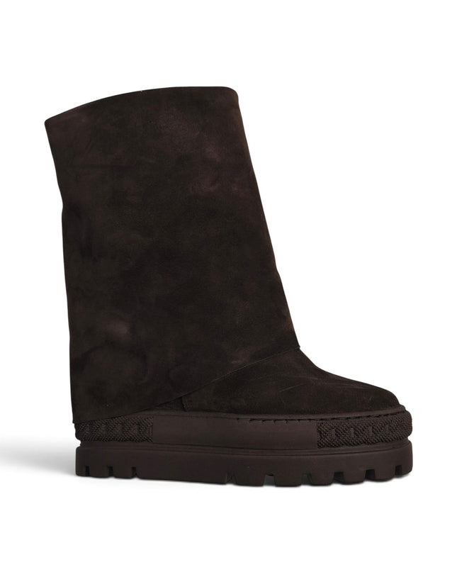 Stivali Donna Double Face con Risvolto e Zeppa in Camoscio Testa di Moro | Tsakiris Mallas 622  NINA DOUBLE FACE SUEDE DARK BROWN Tsakiris Mallas 