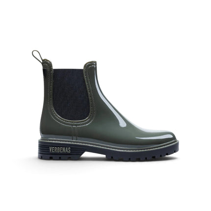 Stivaletto da Pioggia Galosce Donna Chelsea in Gomma Lucida Verde Kaki | Verbenas GAUDI BRILLO KAKI Verbenas 