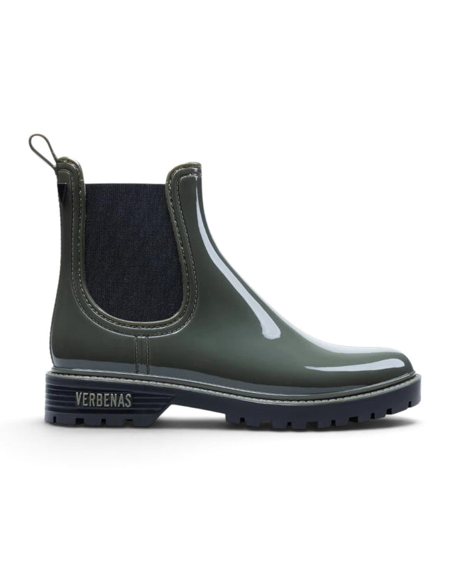 Stivaletto da Pioggia Galosce Donna Chelsea in Gomma Lucida Verde Kaki | Verbenas GAUDI BRILLO KAKI Verbenas 