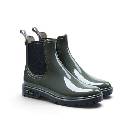 Stivaletto da Pioggia Galosce Donna Chelsea in Gomma Lucida Verde Kaki | Verbenas GAUDI BRILLO KAKI Verbenas 