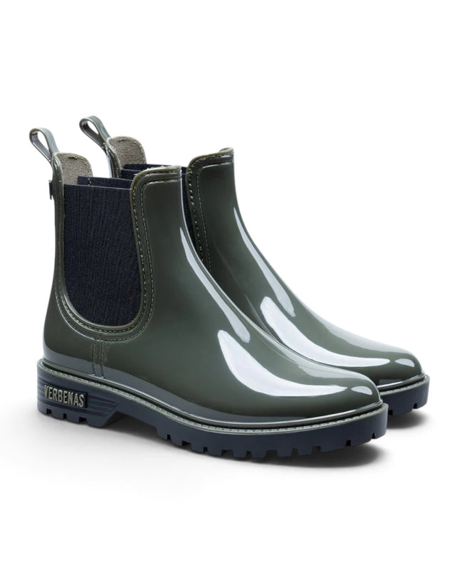Stivaletto da Pioggia Galosce Donna Chelsea in Gomma Lucida Verde Kaki | Verbenas GAUDI BRILLO KAKI Verbenas 
