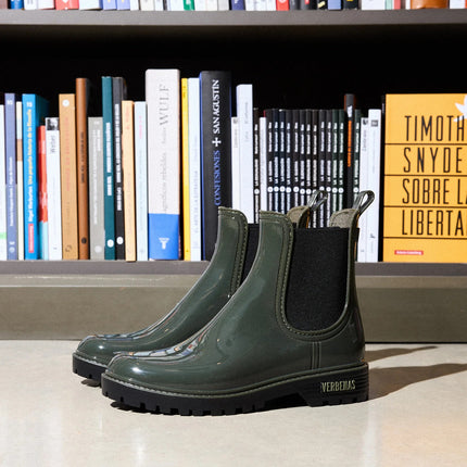 Stivaletto da Pioggia Galosce Donna Chelsea in Gomma Lucida Verde Kaki | Verbenas GAUDI BRILLO KAKI Verbenas 