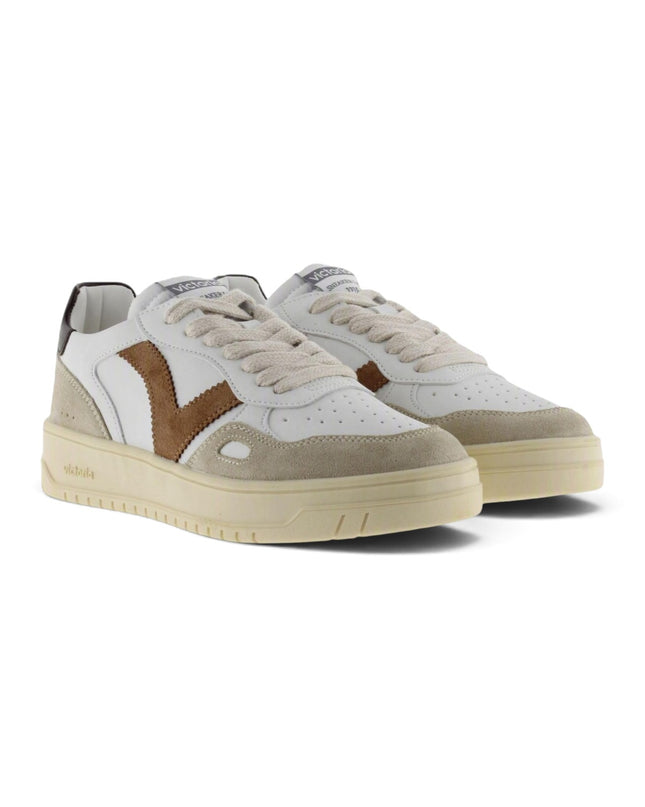 Sneakers Uomo Patchwork Bianca Cuoio | Victoria 1257101 SEUL CAMEL Victoria 