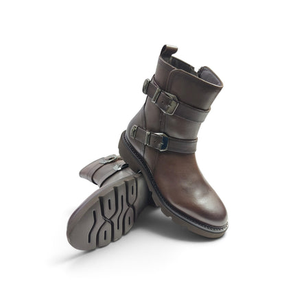 Stivaletto Donna Combat in Pelle Marrone | Vueva VB385212 BROWN Vueva 