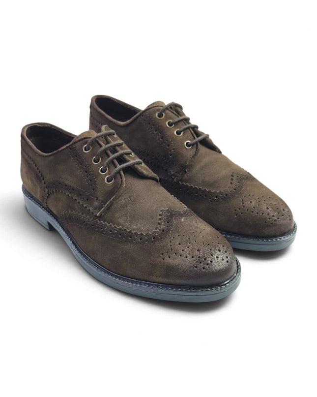 Francesina Oxford Uomo Monogramma in Camoscio Marrone | Vueva WB276208 BROWN Vueva 