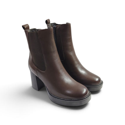 Stivaletto Donna con Tacco e Plateau in Pelle Marrone | Vueva WH478H11 BROWN Vueva 