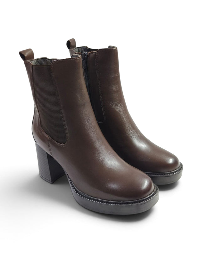 Stivaletto Donna con Tacco e Plateau in Pelle Marrone | Vueva WH478H11 BROWN Vueva 