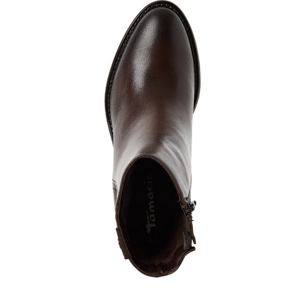 Tamaris Stivaletti Tronchetti Donna con Tacco in Pelle Marrone 25318-45 MOCCA 304 Tamaris 