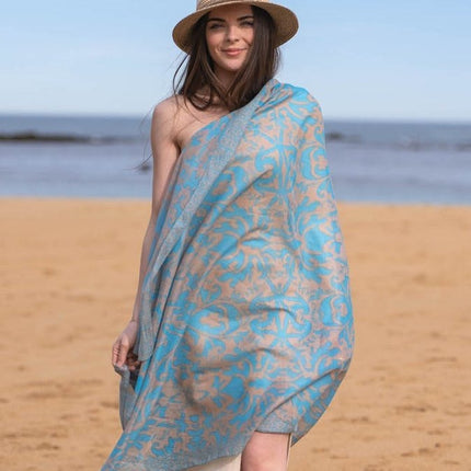 Foulard Pareo in Cotone Stampato Fantasia Beige ACT122C COTTON BEIGE Colores de Otono 