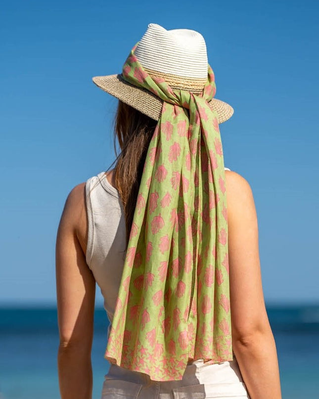 Foulard in Cotone Stampato Fantasia Verde ACT128F COTTON GREEN Colores de Otono 