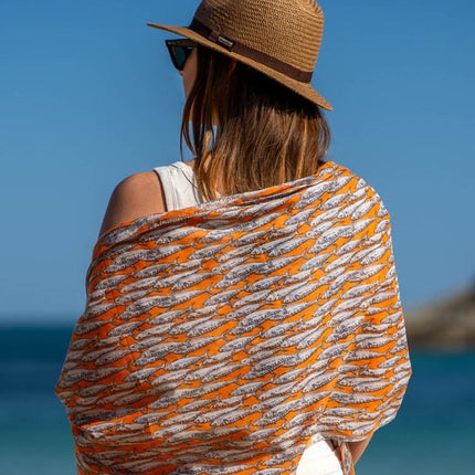 Foulard in Cotone Stampato Fantasia Arancio ACT132F COTTON NARANJA Colores de Otono 