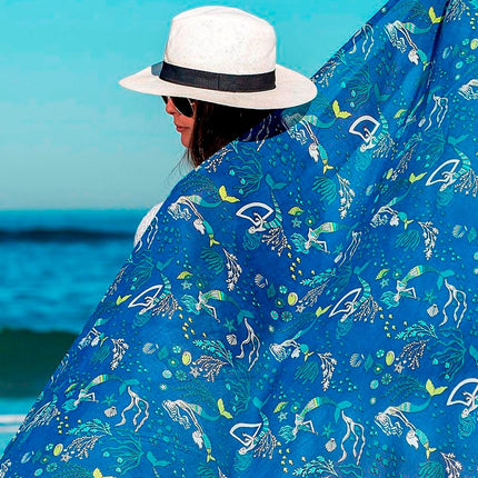 Foulard Pareo in Cotone Stampato Fantasia Blu ACT95C AZUL OSCURO Colores de Otono 