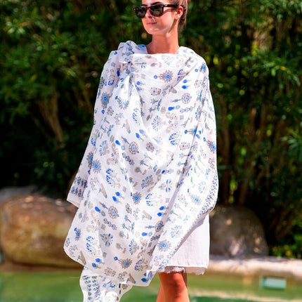 Foulard Pareo in Seta Stampa Cobalto ASK139C SILK AZUL KLEIN Colores de Otono 
