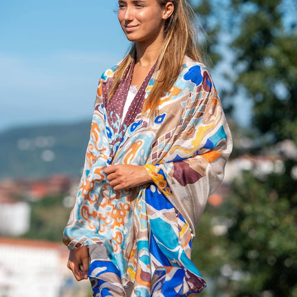 Foulard Pareo in Seta Stampa Marrone ASK231C SILK MARRON Colores de Otono 