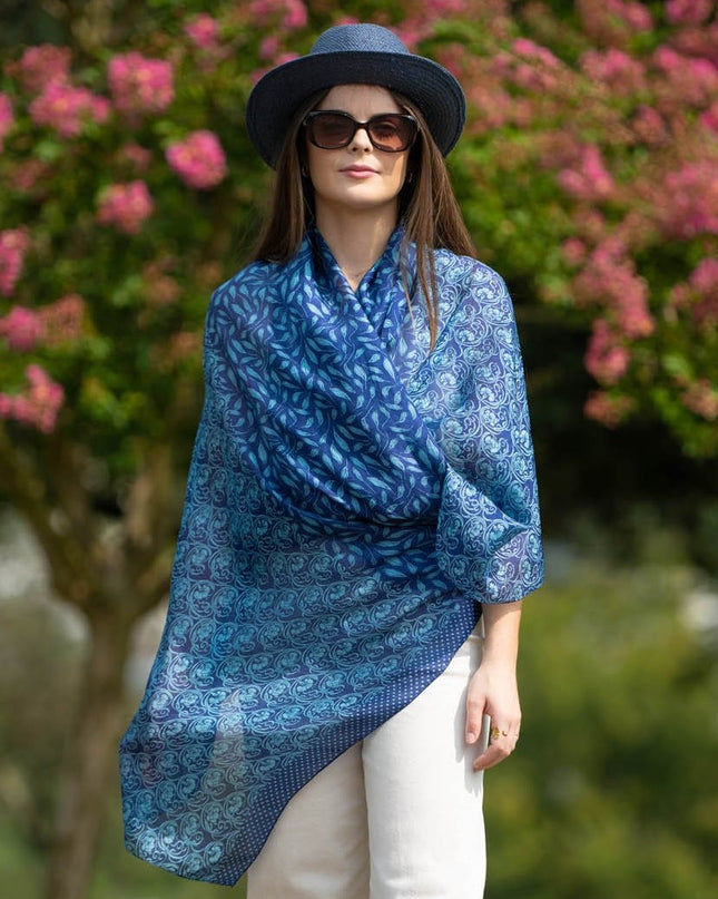 Foulard Pareo in Seta Stampa Blu ASK260C AZUL OSCURO Colores de Otono 