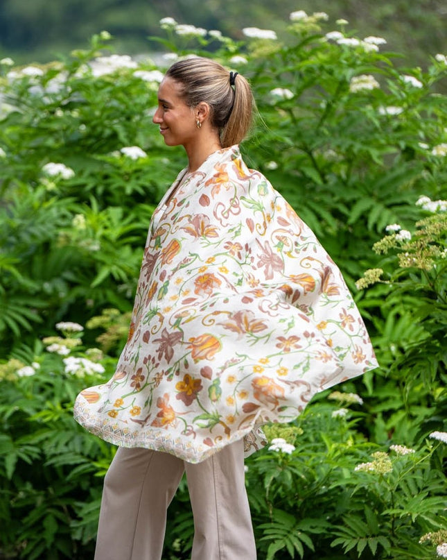 Foulard Pareo in Seta Stampa Marrone ASK278C SILK MARRON Colores de Otono 