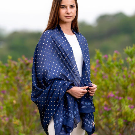 Foulard Pareo in Seta Stampa Blu ASK75C SILK AZUL OSCURO Colores de Otono 