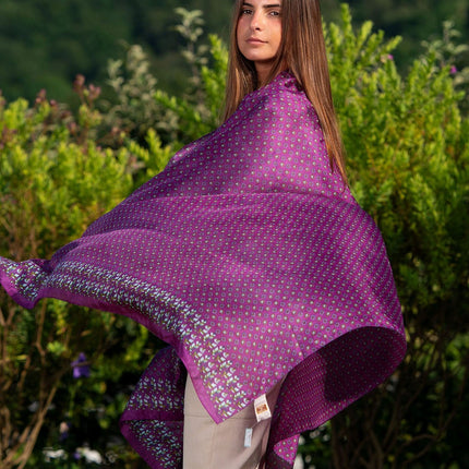 Foulard Pareo in Seta Stampa Viola ASK79C SILK MORADO Colores de Otono 