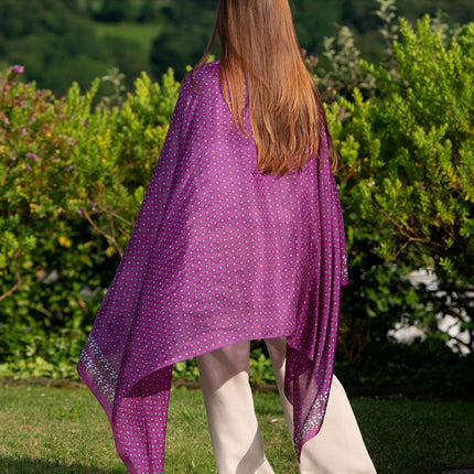 Foulard Pareo in Seta Stampa Viola ASK79C SILK MORADO Colores de Otono 