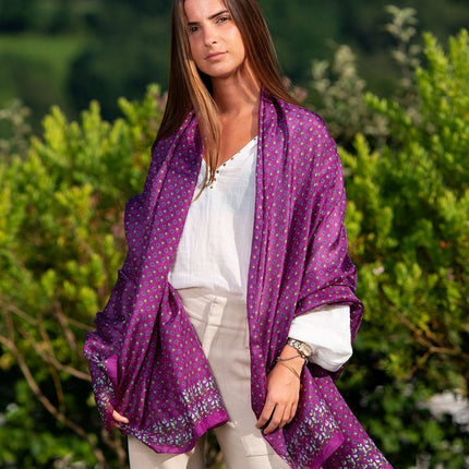 Foulard Pareo in Seta Stampa Viola ASK79C SILK MORADO Colores de Otono 