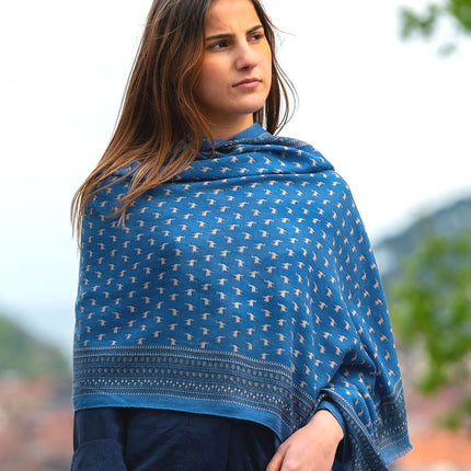 Foulard in Lana Misto Seta Blu ASW09F AZUL OSCURO Colores de Otono 