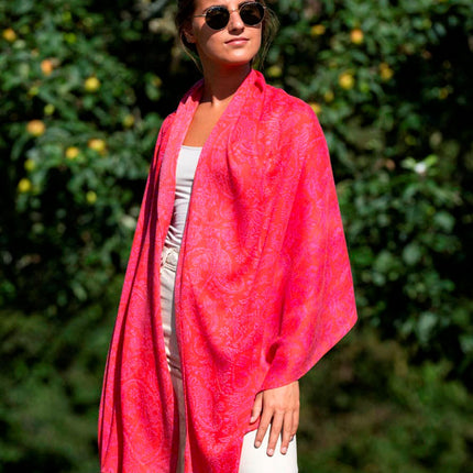Foulard in Lana Misto Seta Rosso ASW42F ROJO Colores de Otono 