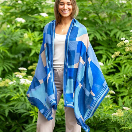 Foulard in Lana Misto Seta Blu ASW53F AZUL OSCURO Colores de Otono 