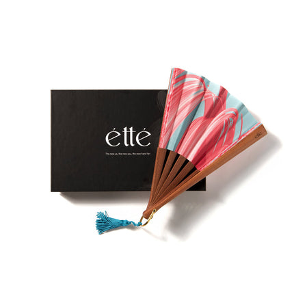 Ventaglio in Legno e Cotone PINK WAWE FLUID Ette 