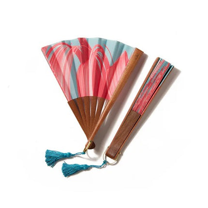 Ventaglio in Legno e Cotone PINK WAWE FLUID Ette 
